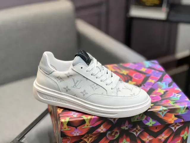 Louis Vuitton White Gray Monogrammed Canvas Platform Sole Lifestyle Sneakers 9
