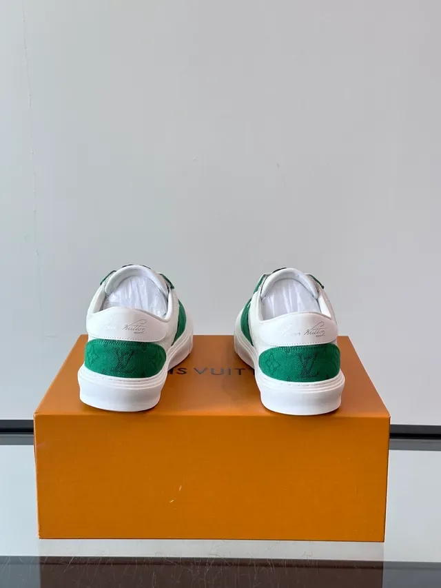 Louis Vuitton White Green Monogram Canvas Color-Blocked Panels Lifestyle Sneakers 3