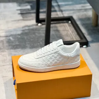 Louis Vuitton Blanco Monograma-Grabado Cuero Low-Top Silueta Lifestyle Sneakers