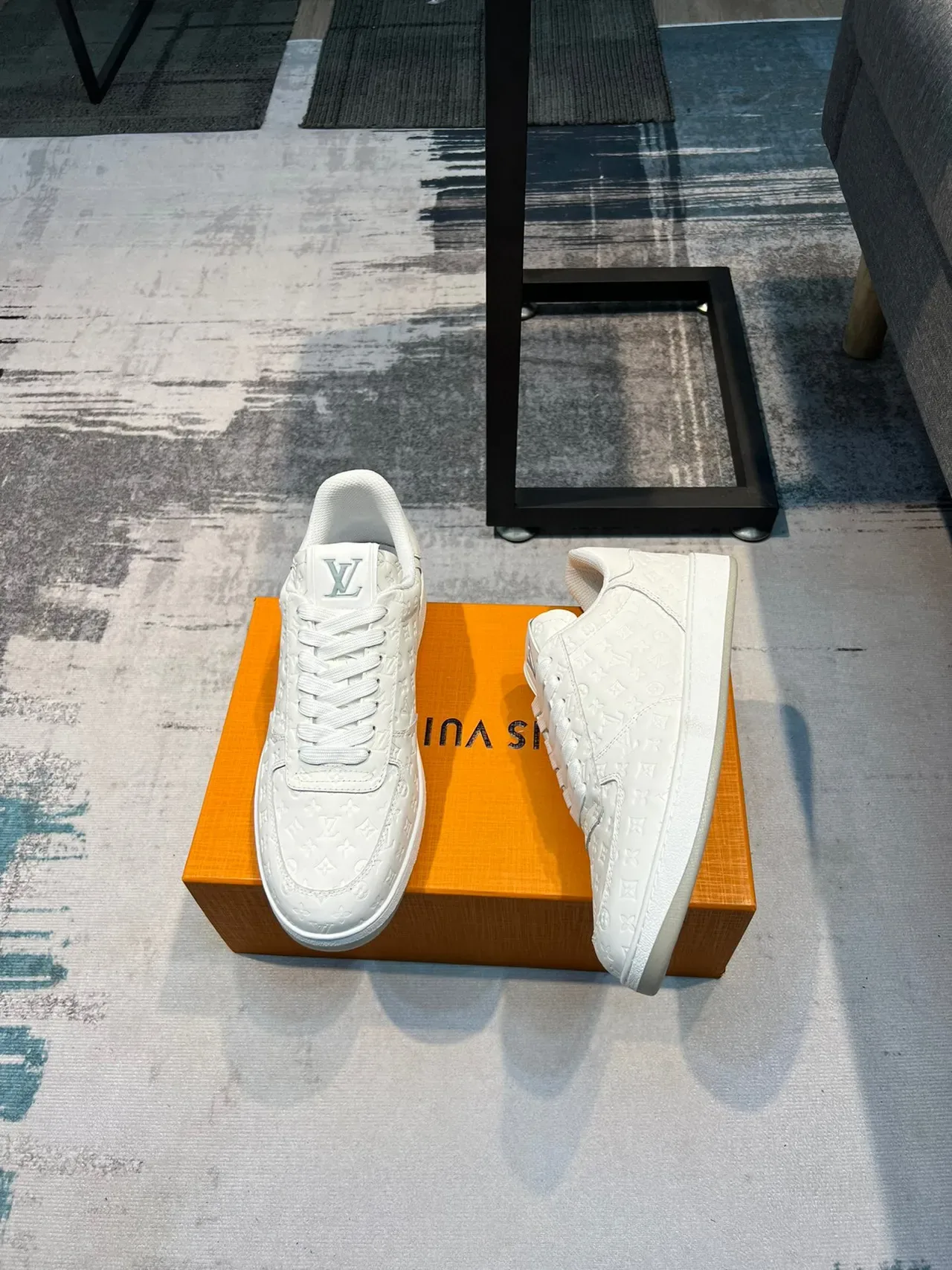 Louis Vuitton White Monogram-Embossed Leather Low-Top Silhouette Lifestyle Sneakers 4