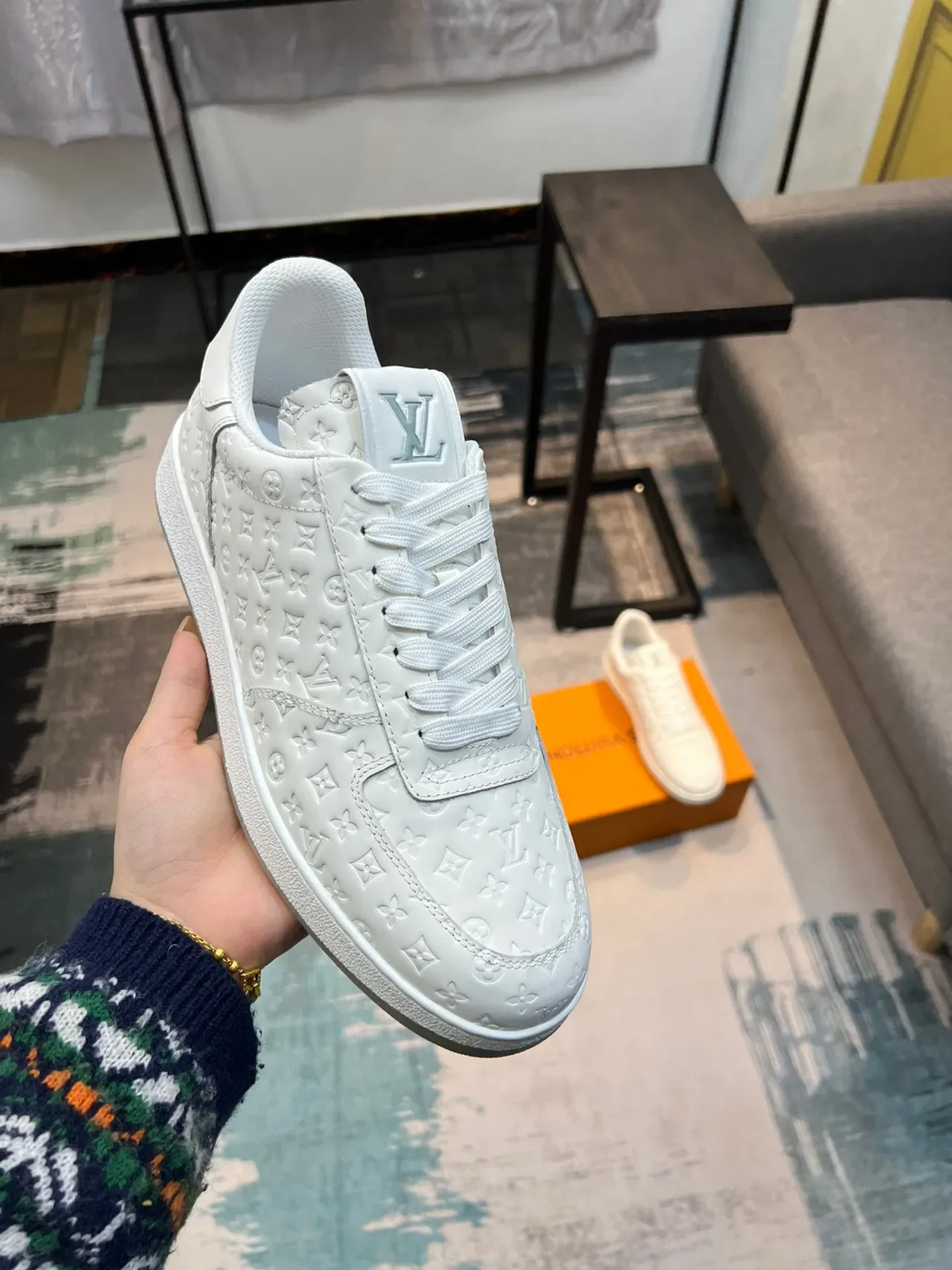 Louis Vuitton White Monogram-Embossed Leather Low-Top Silhouette Lifestyle Sneakers 6