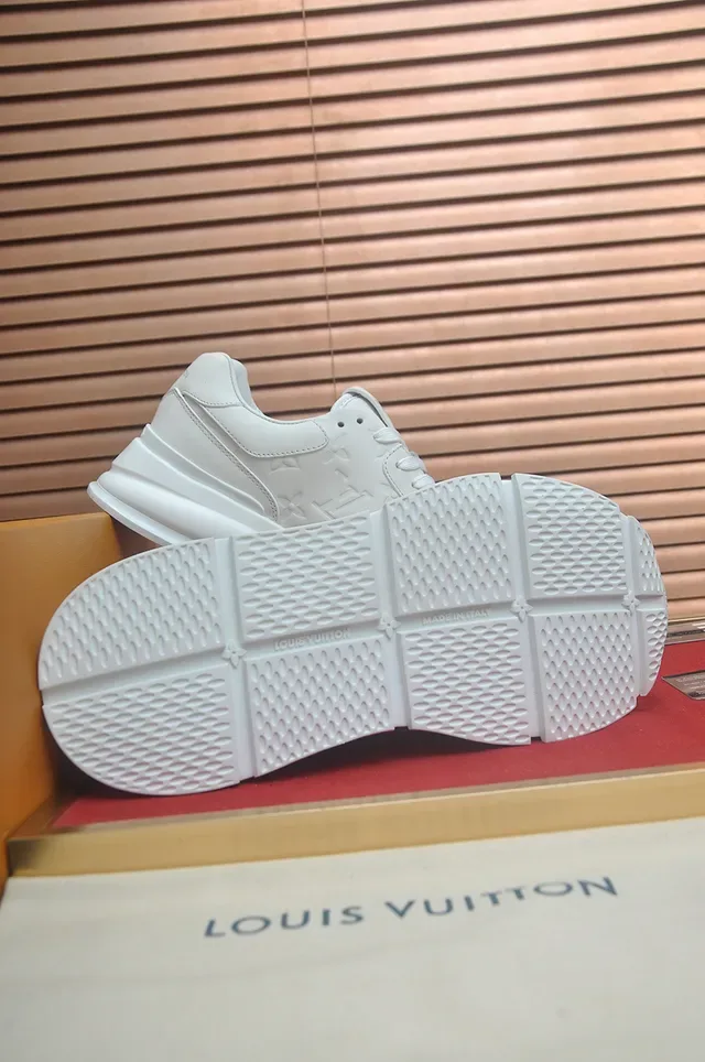 Louis Vuitton White Monogram-Embossed Leather Sculpted Chunky Sole Lifestyle Sneakers 3