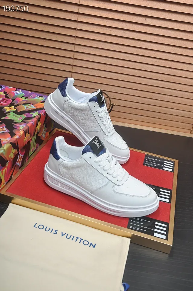 Louis Vuitton White Monogram-Embossed Leather Sneakers 6