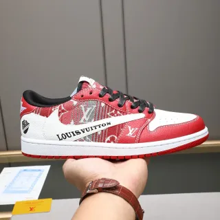Louis Vuitton x Nike Air Jordan 1 Low Monogram Red White Lifestyle Sneakers