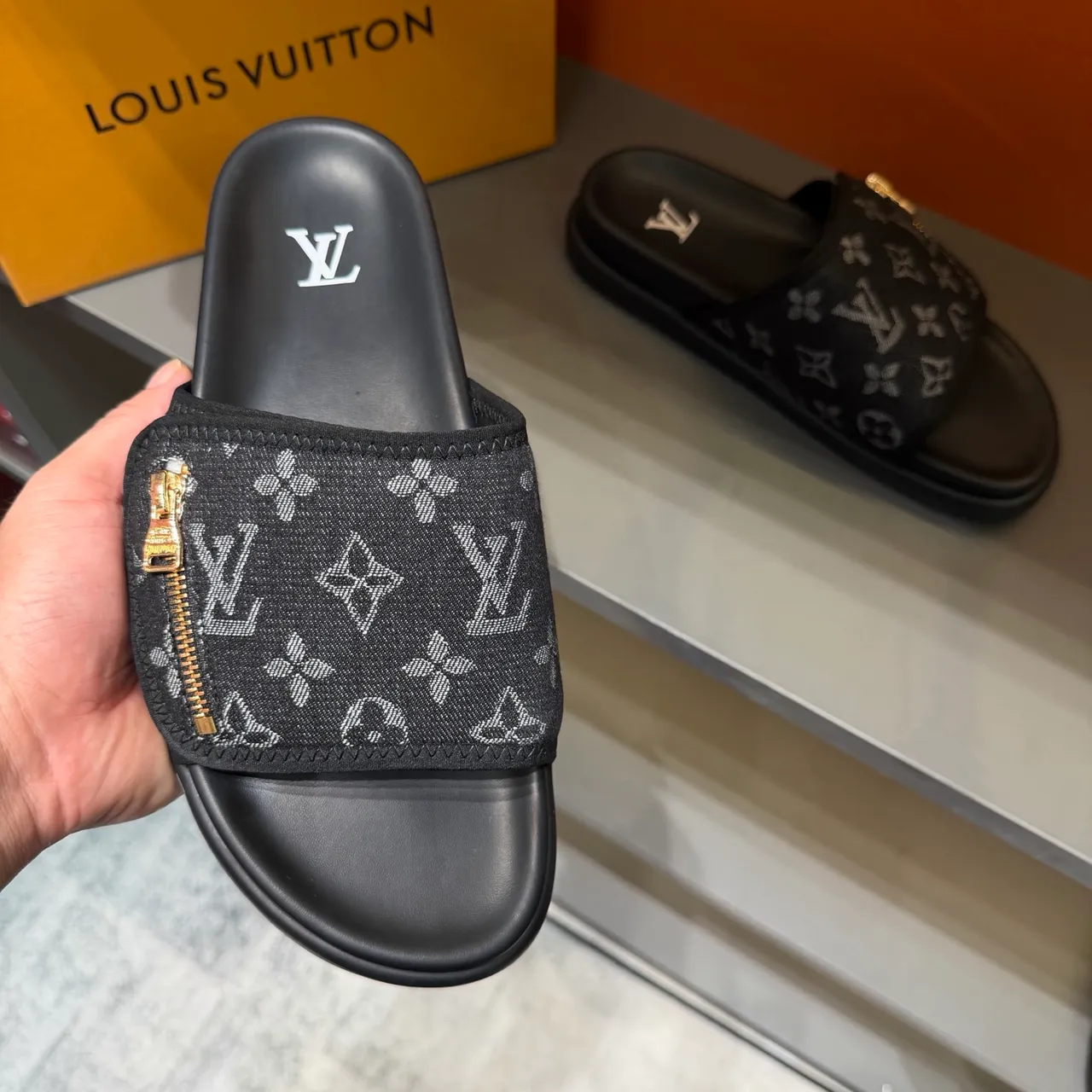 Louis Vuitton Zipper-Strap Monogram and Damier Slide Slippers 2