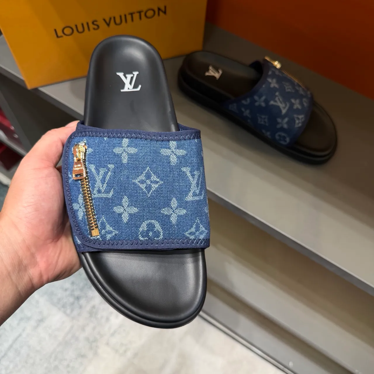 Louis Vuitton Zipper-Strap Monogram and Damier Slide Slippers 3