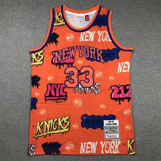 Mitchell & Ness Hardwood Classics 1991–92 Patrick Ewing Orange Graffiti Basketball Jersey