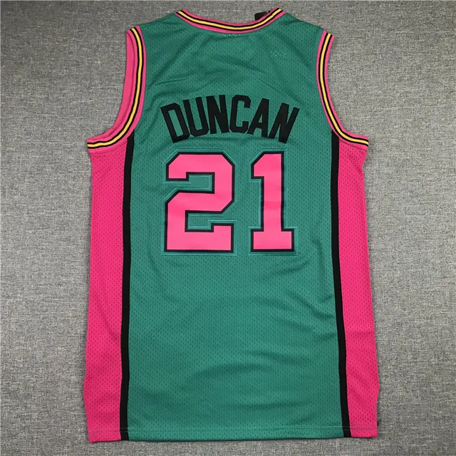 Mitchell & Ness Hardwood Classics San Antonio Spurs Tim Duncan 1998–99 Teal Pink Jersey 2