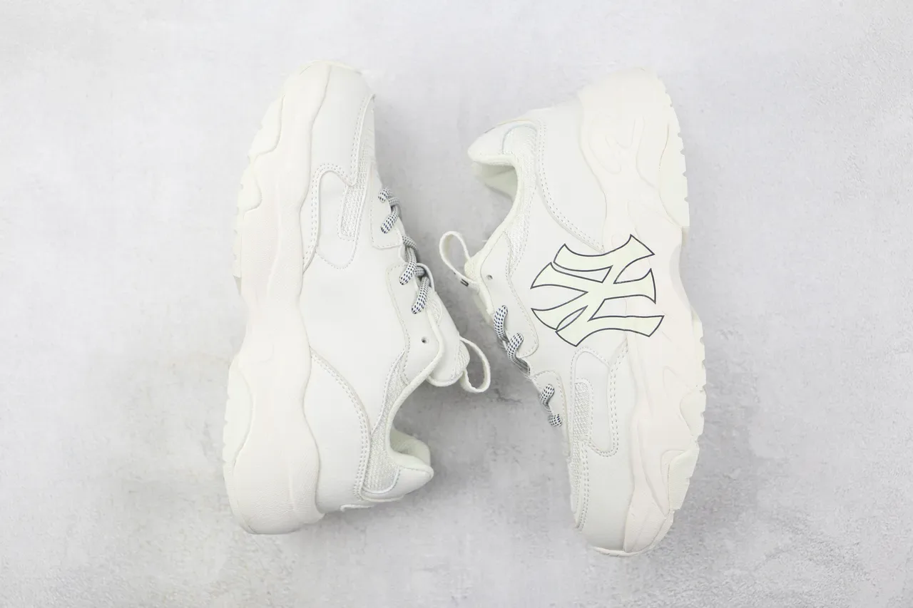 Mitchell & Ness Team Logo White Monochrome Interlocking NY Chunky Sneakers 2