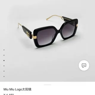 Miu Miu أسود ذهبي كبير مربع إطار عدسات تدريجية نظارات شمسية