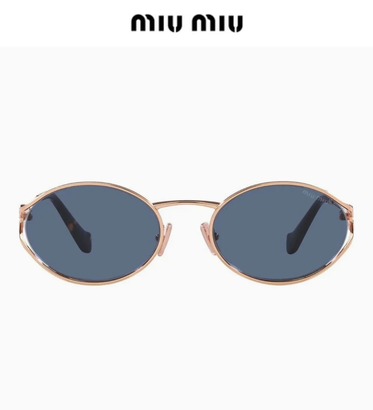 Miu Miu Lunettes de soleil à lentilles ovales dorés bruns cadre métallique 2