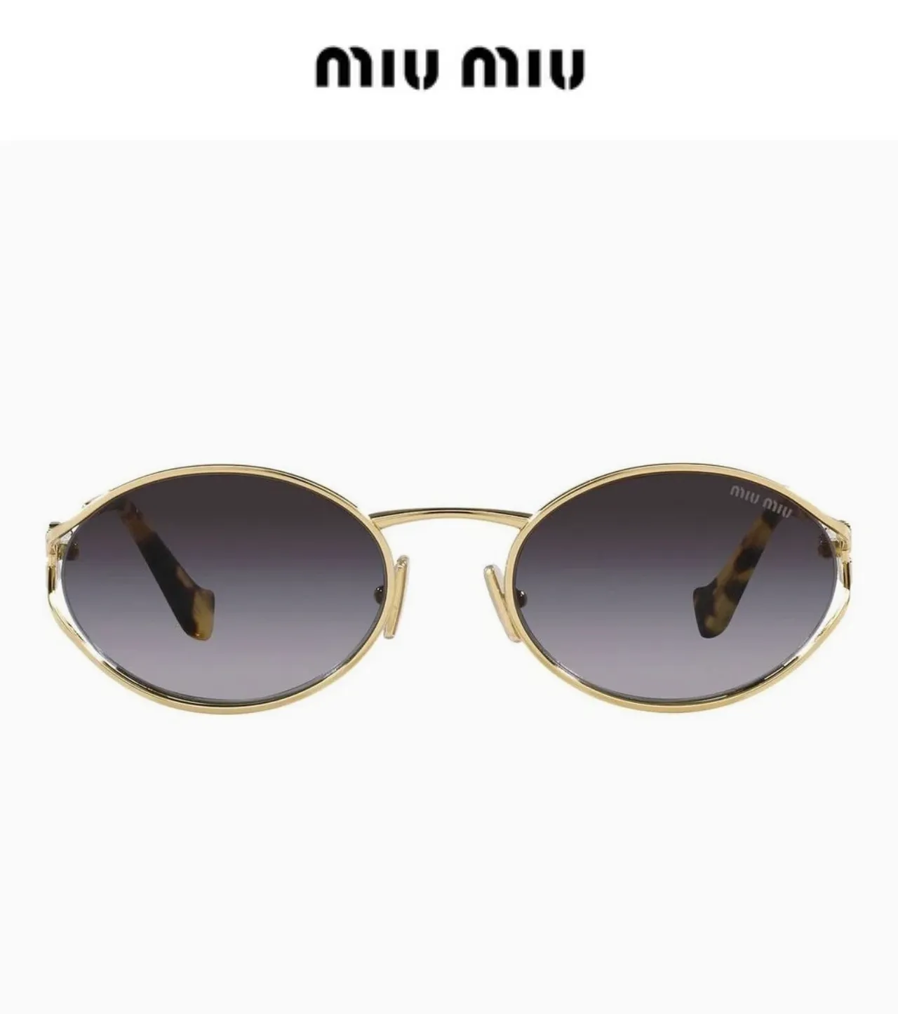 Miu Miu Lunettes de soleil à lentilles ovales dorés bruns cadre métallique 3