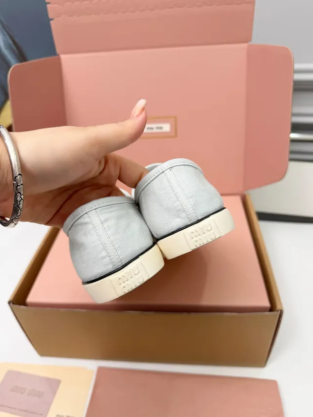 Miu Miu Wander Light Gray Canvas Shoes 4