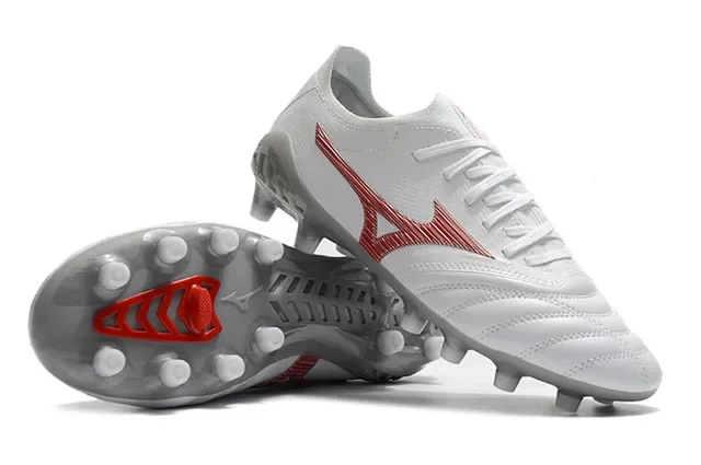 Mizuno Morelia Neo White and Red Firm-Ground Soccer Shoes 5