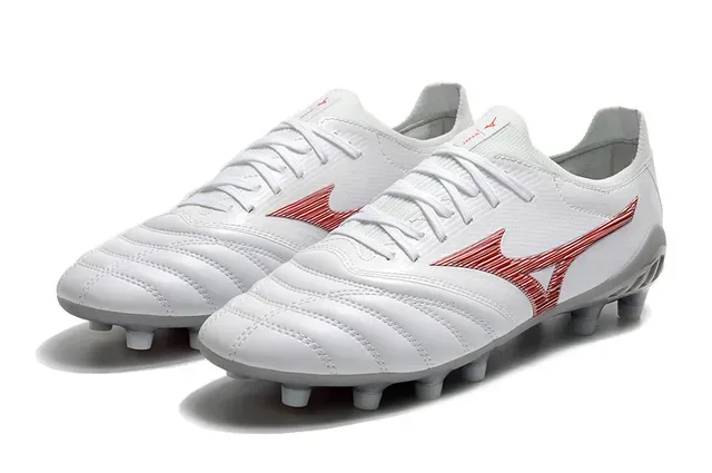 Mizuno Morelia Neo White and Red Firm-Ground Soccer Shoes 7