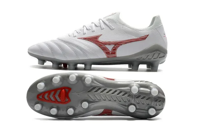Mizuno Morelia Neo White and Red Firm-Ground Soccer Shoes 9