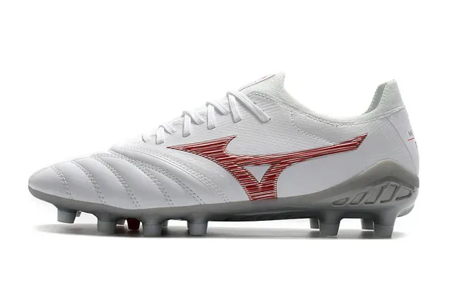 Mizuno Morelia Neo White and Red Firm-Ground Soccer Shoes 10
