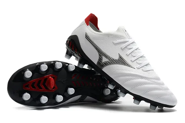 Mizuno Morelia Neo White and Red Firm-Ground Soccer Shoes 14