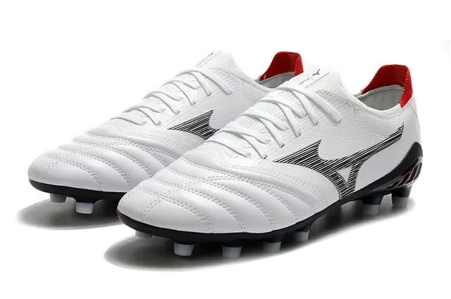 Mizuno Morelia Neo White and Red Firm-Ground Soccer Shoes 15