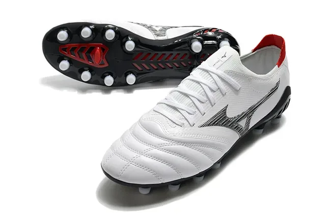 Mizuno Morelia Neo White and Red Firm-Ground Soccer Shoes 16