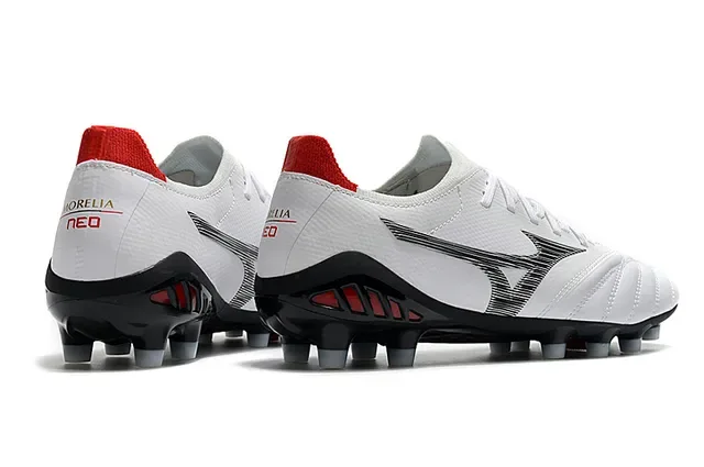 Mizuno Morelia Neo White and Red Firm-Ground Soccer Shoes 17
