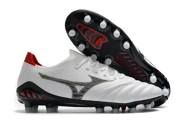 Mizuno Morelia Neo White and Red Firm-Ground Soccer Shoes 18