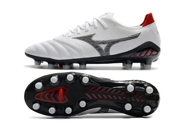 Mizuno Morelia Neo White and Red Firm-Ground Soccer Shoes 19