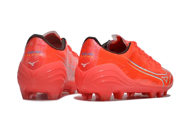 Mizuno Rouge Bleu Basse Coupe Tige Synthétique Maille Recouvrements en Forme d'Onde Dynamiques Chaussures de Football pour Terrain Ferme 5