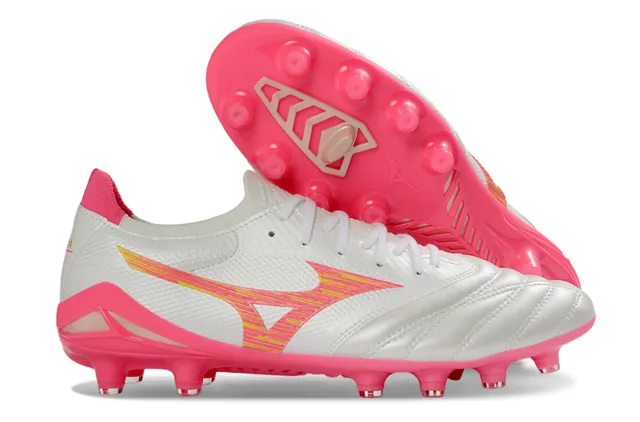 Mizuno Argent Rouge Métallique Empeine Synthétique Avant-Pied Matelassé Surface Ferme Chaussures de Soccer 5