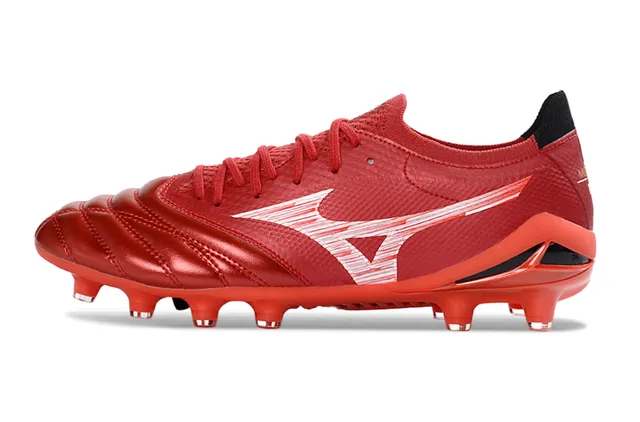 Mizuno Argent Rouge Métallique Empeine Synthétique Avant-Pied Matelassé Surface Ferme Chaussures de Soccer 21
