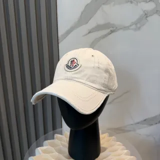 Moncler Beige Black Embroidered Logo Patch Washed Cotton Appearance Baseball Cap
