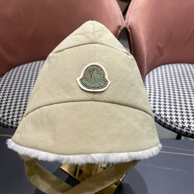 Moncler Beige White Ear-Flap Design Faux Fur Lining Hat 7