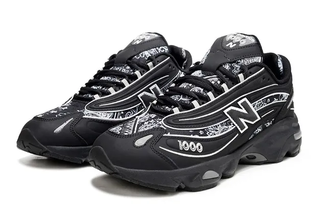 New Balance 1000 Baskets Chunky Noires à motif bandana 2