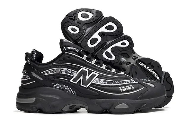 New Balance 1000 Baskets Chunky Noires à motif bandana 4