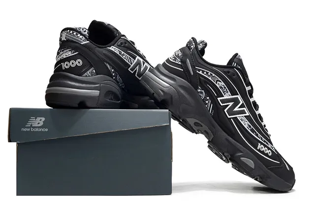 New Balance 1000 Baskets Chunky Noires à motif bandana 6