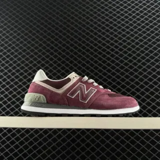 New Balance 574 Burgundy Gray Suede and Mesh Lifestyle Sneakers