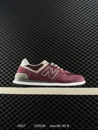 New Balance 574 Sneakers Lifestyle en Daim et Mesh couleur Bordeaux Gris 2