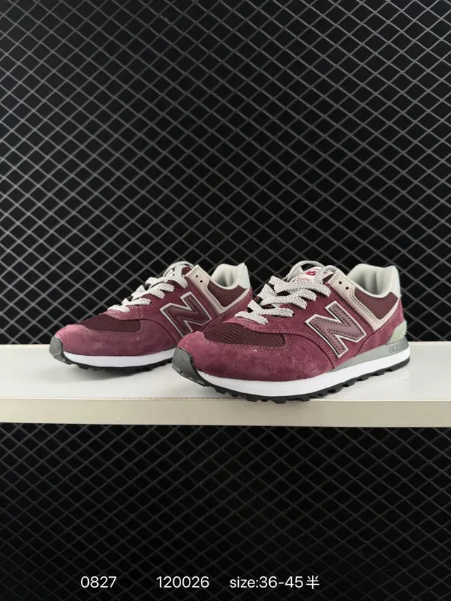 New Balance 574 Sneakers Lifestyle en Daim et Mesh couleur Bordeaux Gris 3