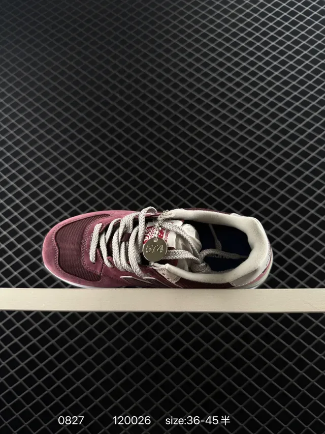 New Balance 574 Sneakers Lifestyle en Daim et Mesh couleur Bordeaux Gris 5