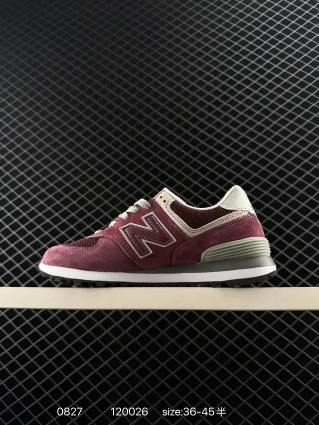 New Balance 574 Sneakers Lifestyle en Daim et Mesh couleur Bordeaux Gris 6