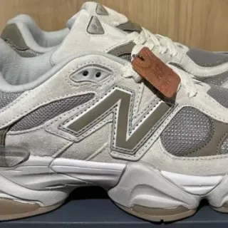 New Balance 9060 Beige Gray Sculpted Sole Mesh And Suede Overlay Chunky Sneakers