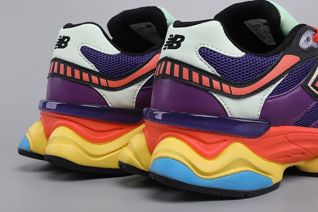 New Balance 9060 Tênis chunky roxo multicolor solado intermediário em camadas multicolor malha-sintético superior 2