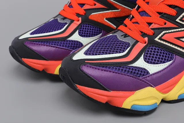 New Balance 9060 Tênis chunky roxo multicolor solado intermediário em camadas multicolor malha-sintético superior 4
