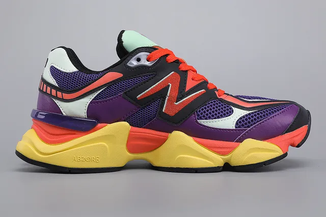 New Balance 9060 Tênis chunky roxo multicolor solado intermediário em camadas multicolor malha-sintético superior 8