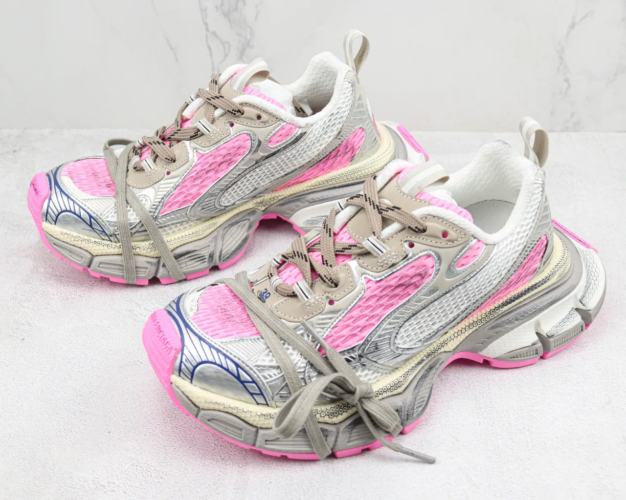 New Balance 9060 Silver Pink Chunky Sneakers 4