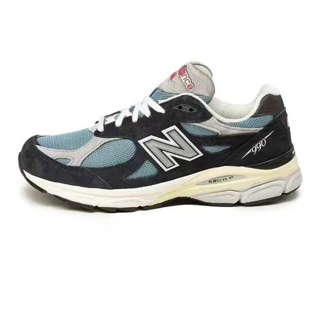 New Balance 990 Navy Blue Suede And Mesh Upper Layered Construction Lifestyle Sneakers 3