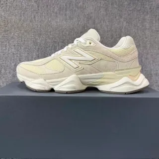 New Balance Beige Yellow Layered Suede And Mesh Upper Oversized Sculpted Midsole Chunky Sneakers