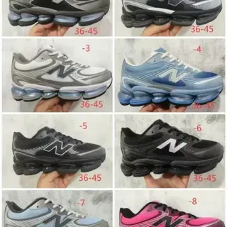 New Balance Black Gray Segmented Transparent Midsole Pods Layered Synthetic Mesh Upper Lifestyle Sneakers