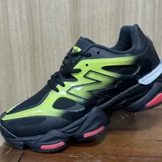New Balance أسود أخضر وسادة المنتصف التدرج التداخل أحذية رياضية سميكة