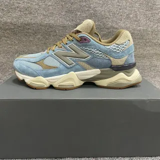 New Balance أحذية رياضية سميكة أزرق بيج منتصف القدم منحوت ماتش وشبك وتلبيسات